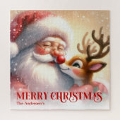Merry Santa Claus Rudolph Personalized Kids Holida Legpuzzel (Verticaal)