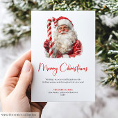Merry Santa Claus Rustic Custom Editable Holiday Feestdagenkaart