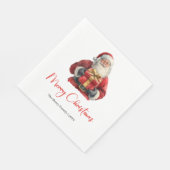 Merry Santa Claus Rustic Custom Editable Napkins Servet (Hoek)