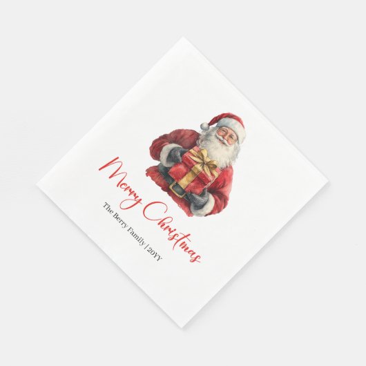Merry Santa Claus Rustic Custom Editable Napkins Servet (Hoek)