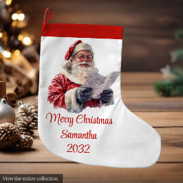 Merry Santa Claus Rustic Custom Name Editable Grote Kerstsok