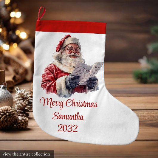 Merry Santa Claus Rustic Custom Name Editable Grote Kerstsok