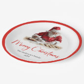 Merry Santa Claus Rustic Custom Name Editable Papieren Bordje (Gekanteld)