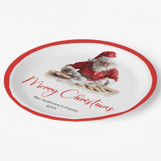 Merry Santa Claus Rustic Custom Name Editable Papieren Bordje (Gekanteld)