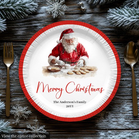 Merry Santa Claus Rustic Custom Name Editable Papieren Bordje