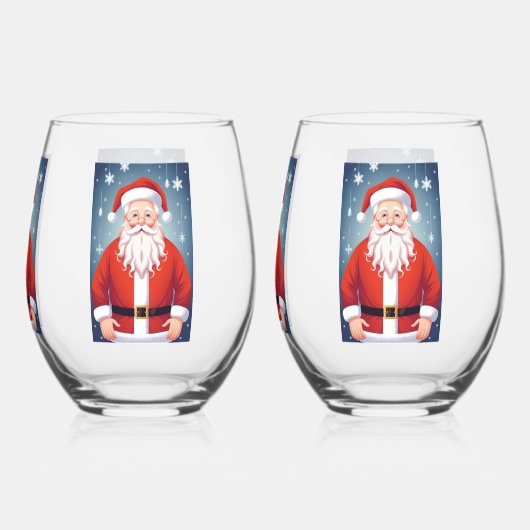 Merry Santa Claus Wijnglas Zonder Voet (Achterkant)