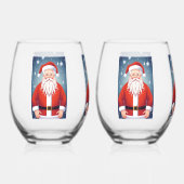 Merry Santa Claus Wijnglas Zonder Voet (Voorkant)