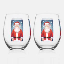 Merry Santa Claus Wijnglas Zonder Voet