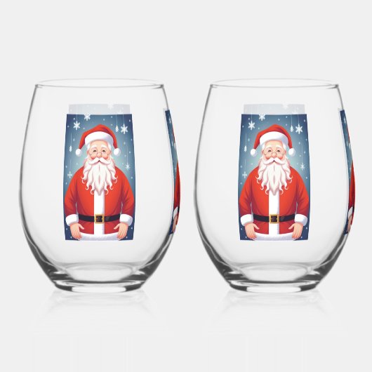 Merry Santa Claus Wijnglas Zonder Voet (Voorkant)