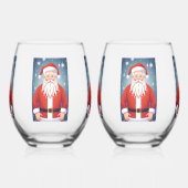 Merry Santa Claus Wijnglas Zonder Voet (Links)