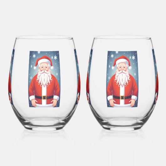 Merry Santa Claus Wijnglas Zonder Voet (Links)