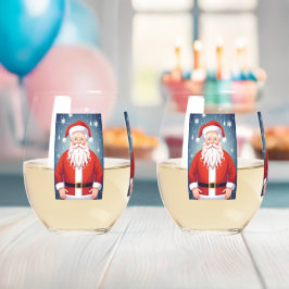 Merry Santa Claus Wijnglas Zonder Voet