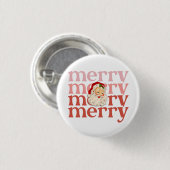 Merry santa kermas ronde button 3,2 cm (Voorkant /achterkant)