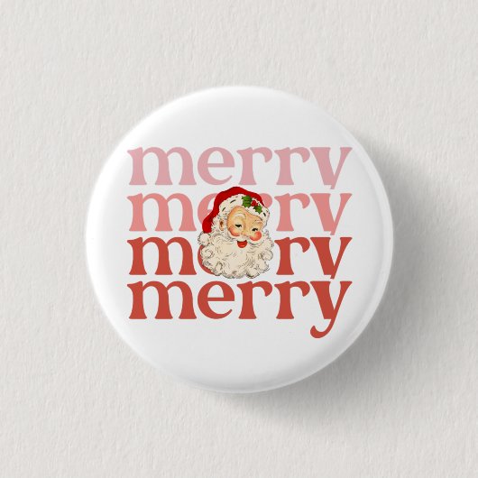 Merry santa kermas ronde button 3,2 cm (Voorkant)