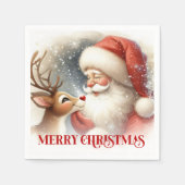 Merry Santa Rudolph Christmas Dinner Napkins Servet (Voorkant)