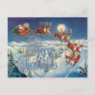 MERRY SANTA, SLEIGH & RENDIER beroemd gemaakt door Feestdagenkaart