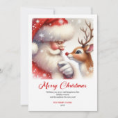 Merry Santa With Rudolph Sweet Holiday Greeting Feestdagenkaart (Voorkant)