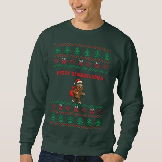 Merry Sasquatchmas Ugly Christmas Pattern Trui (Voorkant)