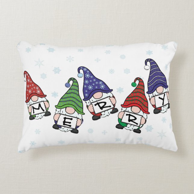 Merry Scattered Gnomen Accent Kussen (Voorkant)