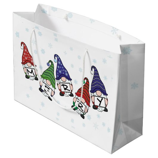 Merry Scattered Gnomen Groot Cadeauzakje (Achterkant Gekanteld)