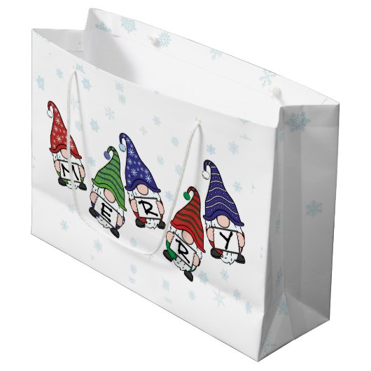 Merry Scattered Gnomen Groot Cadeauzakje (Voorkant Gekanteld)