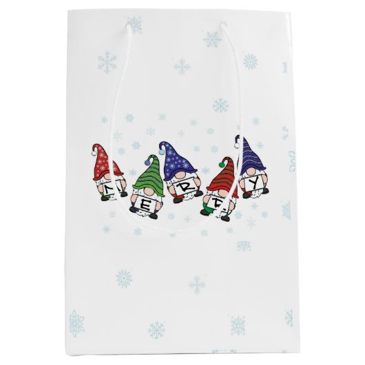 Merry Scattered Gnomen Medium Cadeauzakje (Voorkant)