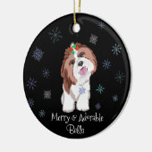 Merry & Schattig Shih Tzu met Snowflake Dog-naam Keramisch Ornament (Links)