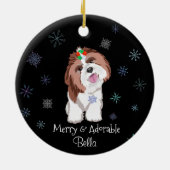 Merry & Schattig Shih Tzu met Snowflake Dog-naam Keramisch Ornament (Achterkant)