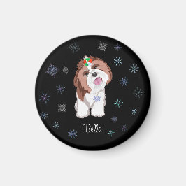 Merry & Schattig Shih Tzu met Snowflake Dog-naam Magneet