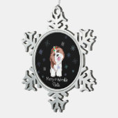 Merry & Schattig Shih Tzu met Snowflake Dog-naam Tin Sneeuwvlok Ornament (Rechts)
