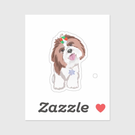 Merry & Schattig Shih Tzu met Snowflake Dog Sticker (Vel)
