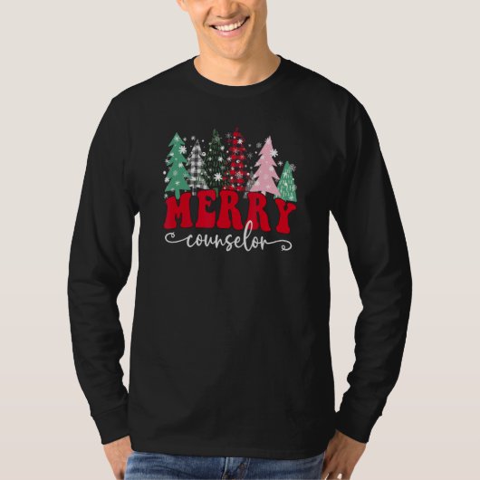 Merry School Counselor Christmas Trees Student Sup T-shirt (Voorkant)