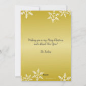 MERRY Script 3-foto Snowflakes op Gold Kerstmis Feestdagenkaart (Achterkant)
