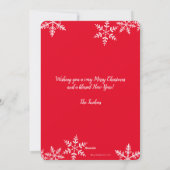 MERRY Script 3-foto Snowflakes Red Kerstmis Feestdagenkaart (Achterkant)