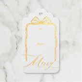 Merry Script Elegant Chic Christmas Bow van & naar Cadeaulabels (Voorkant)