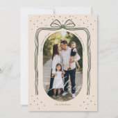 Merry Script Elegante Chic Christmas Bow Arch Foto Feestdagenkaart (Voorkant)