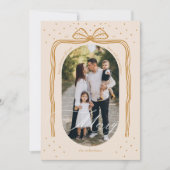 Merry Script Elegante Chic Christmas Bow Arch Foto Feestdagenkaart (Voorkant)