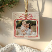 Merry Script Elegante Kerstboog Foto Keepsake Keramisch Ornament