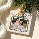 Merry Script Elegante Kerstboog Foto Keepsake Keramisch Ornament