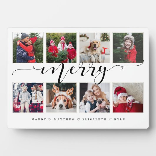 Merry Script Family Photo Keepomwille Collage Plaq Fotoplaat (voorkant)
