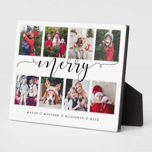Merry Script Family Photo Keepomwille Collage Plaq Fotoplaat (Zijkant)