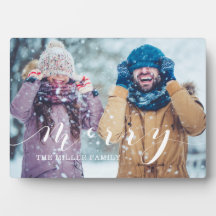 Merry Script Family Photo Keepomwille Collage Plaq