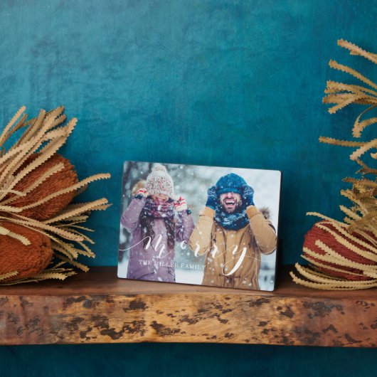 Merry Script Family Photo Keepomwille Collage Plaq Fotoplaat (Zijkant)