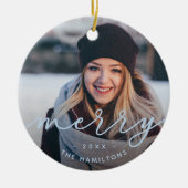 Merry Script | Foto Keramisch Ornament (Voorkant)