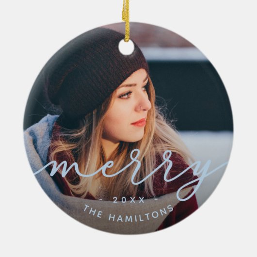 Merry Script | Foto Keramisch Ornament (Achterkant)