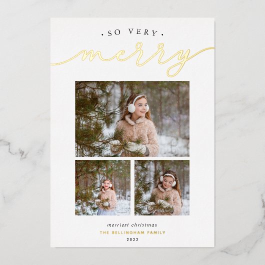 Merry Script | Fotocollage Folie Feestdagenkaart (Voorkant)