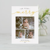 Merry Script | Fotocollage Folie Feestdagenkaart (Staand Voorkant)