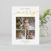 Merry Script | Fotocollage Folie Feestdagenkaart (Staand Voorkant)