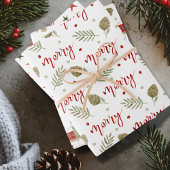 "Merry" script, Gezellige Sleigh Scenes, Sterren Inpakpapier Vel