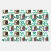 MERRY Script Green op White 4-fotokerstmis Inpakpapier Vel (Voorkant 2)
